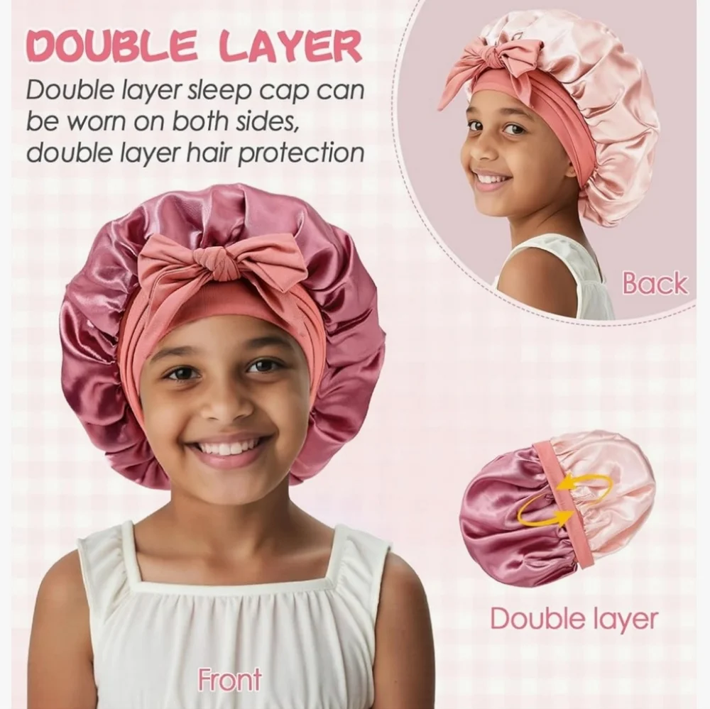 Green and Black Satin Kid's Bonnet